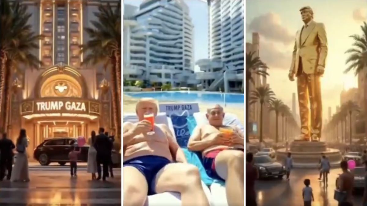 Donald Trump shared a video that shows him relaxing with Benjamin Netanyahu on Gaza beach. It also shows a Trump Gaza hotel and a massive Trump statue in the city square