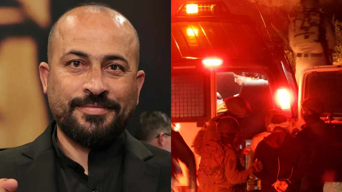 (L) Oscar-winning filmmaker Hamdan Ballal, (R) Hamdan Ballal, Palestinian co-director of Oscar-winning documentary No Other Land, is detained by the Israeli military from his home in the Israeli-occupied West Bank | X, AP