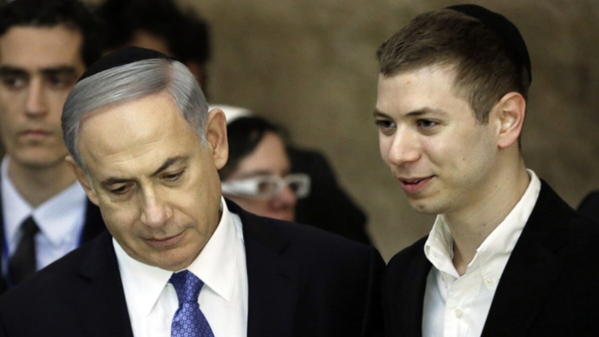 Israel PM Benjamin Netanyahu with his son Yair Netanyahu (right) 
