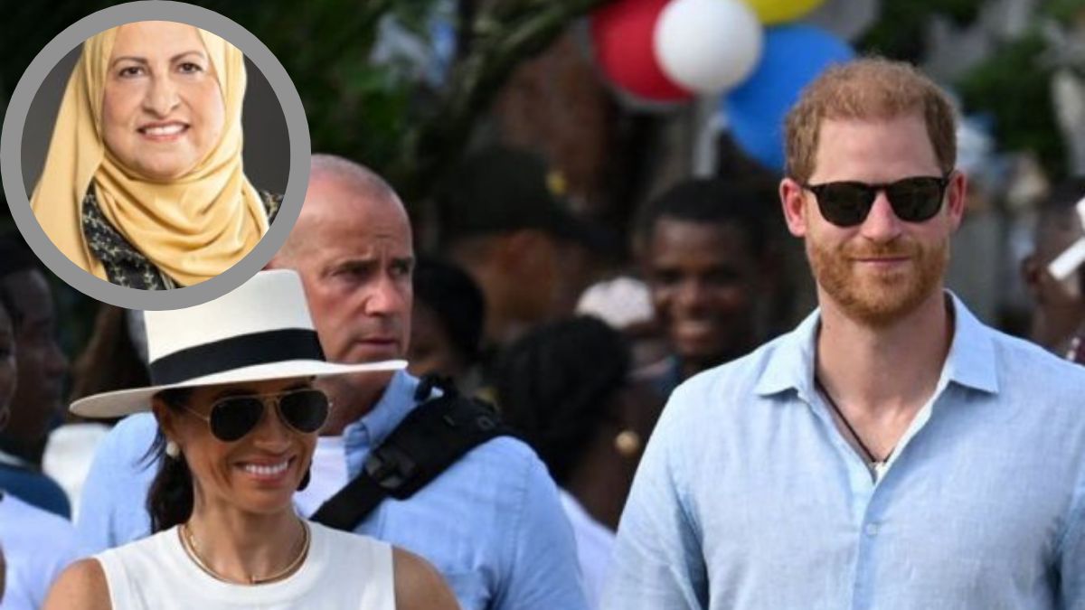 Meghan Markle and Prince Harry. (Inset) Janan Najeeb | X 