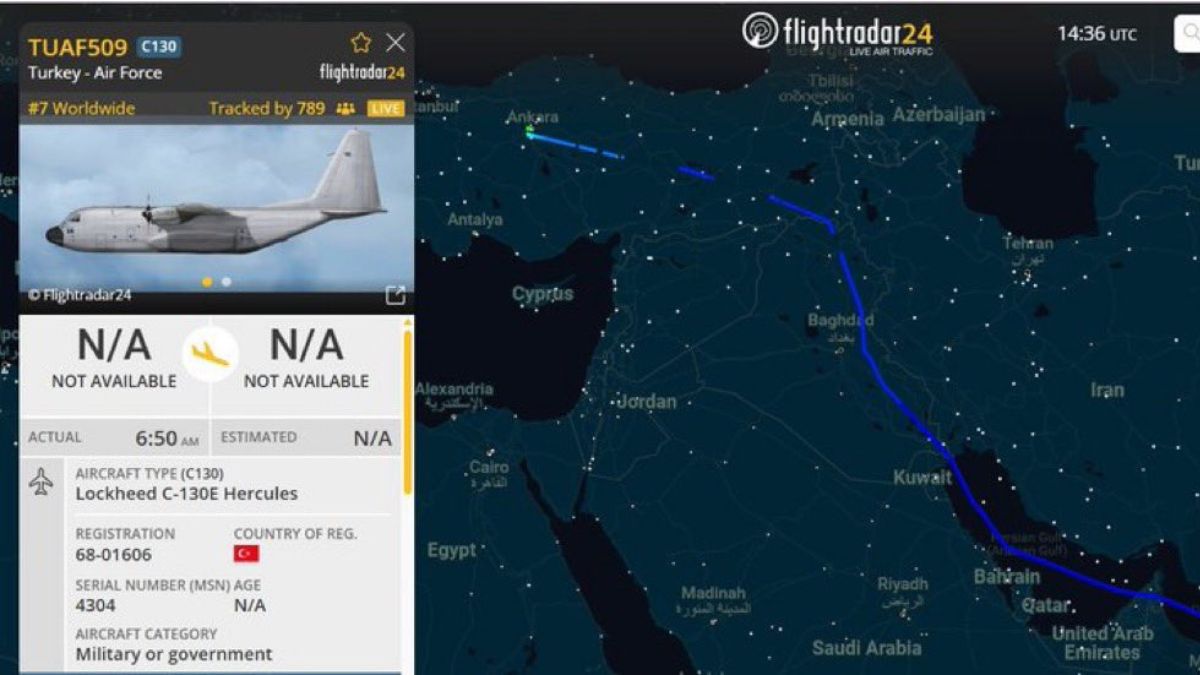 Flightradar data showing Turkish military aircraft landing in Pakistan | X 