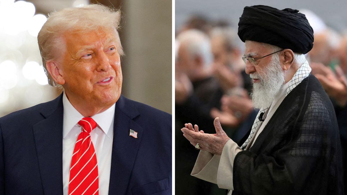 US President Donald Trump. (Right) Iranian Supreme Leader Ali Khamenei | X 