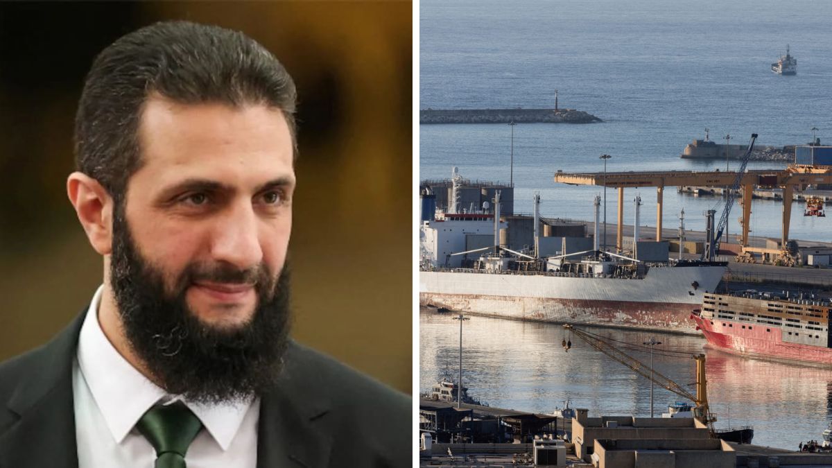 Syria’s interim President Ahmed al-Sharaa. (Right) Syria's Tartous Port | X