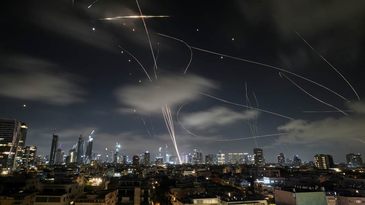 The Israeli Iron Dome system fires to intercept missiles during an Iranian attack over Tel Aviv, Israel | AP