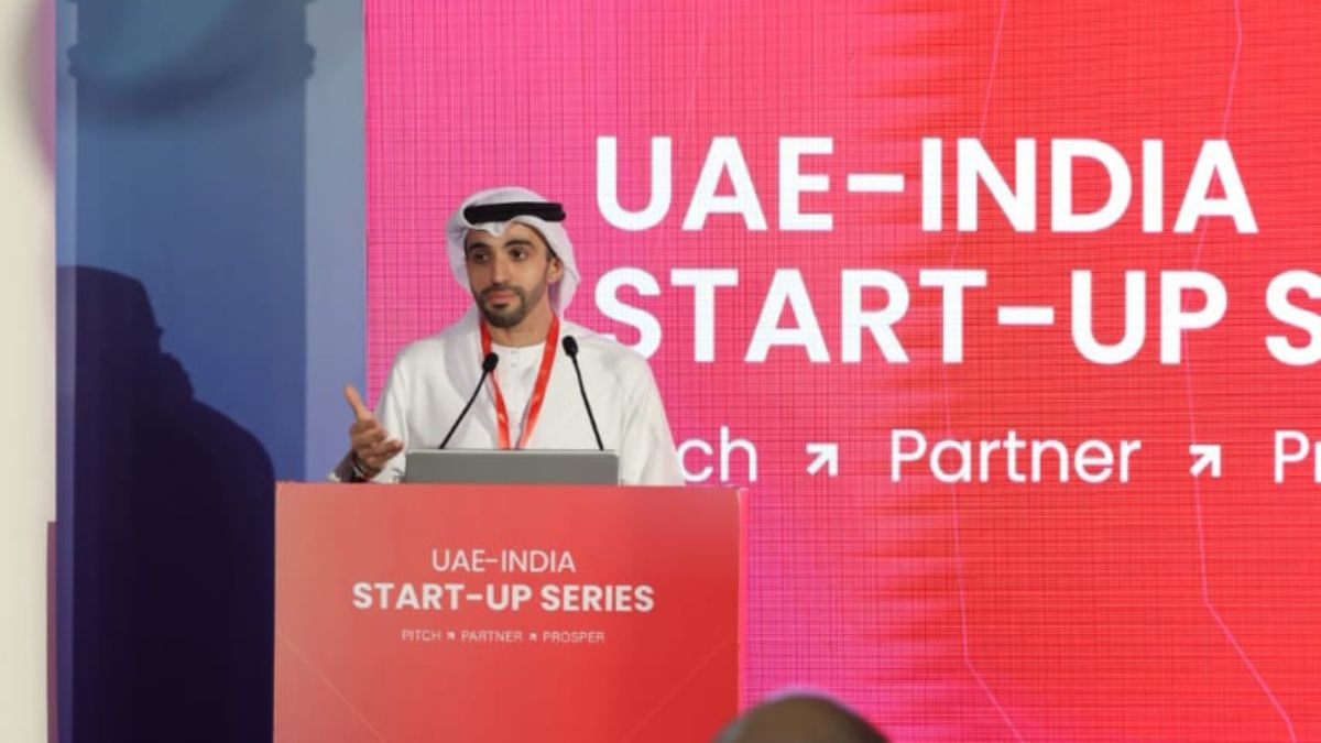 UAE ambassador to India Abdulnasser Alshaali speaking at the UAE–India CEPA Start-up Series 