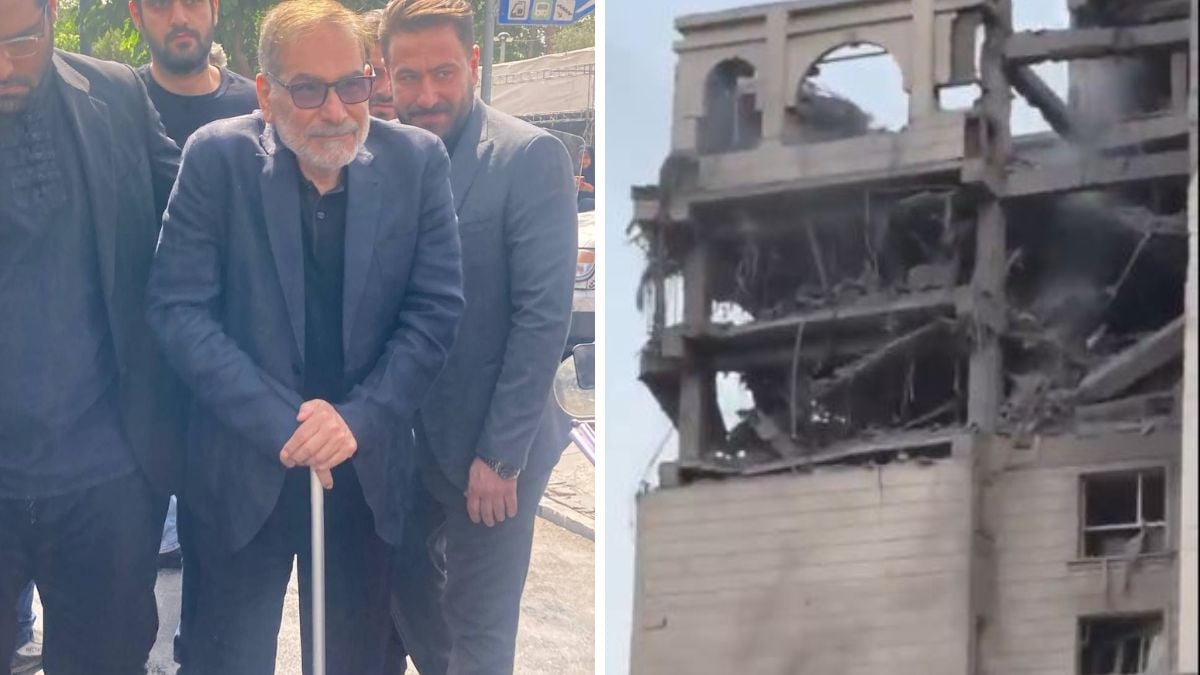 Ali Shamkhani, the top adviser of Iran Supreme Leader Ayatollah Ali Khamenei. (Right) His residence targetted by Israeli missiles | X 