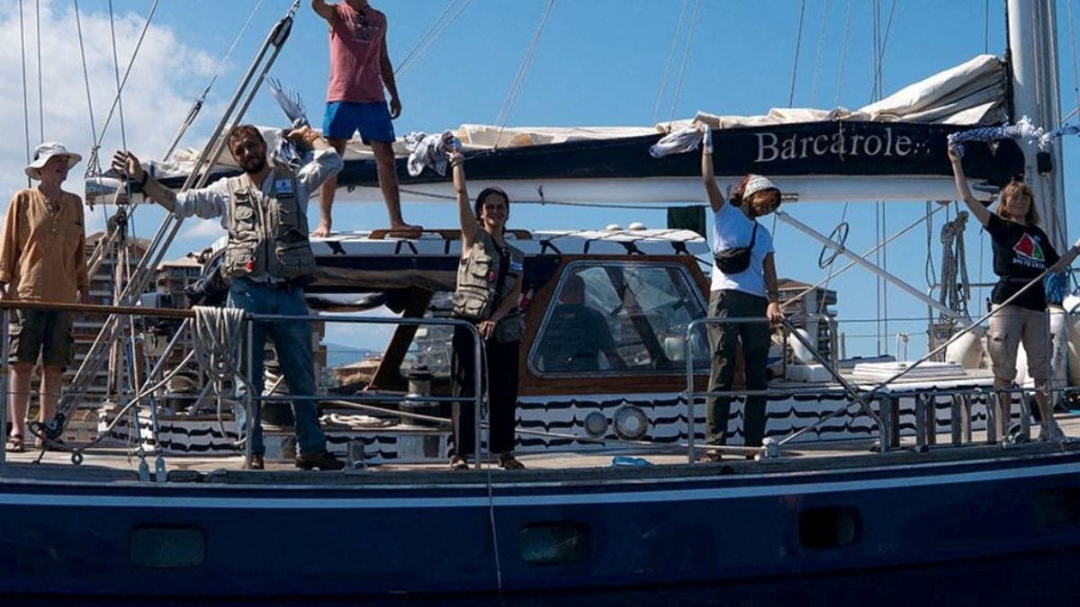  Activist Greta Thunberg and crew stand aboard the aid ship Madleen, which left the Italian port of Catania on June 1 to travel to Gaza to deliver humanitarian aid, in this picture released earlier | Reuters 