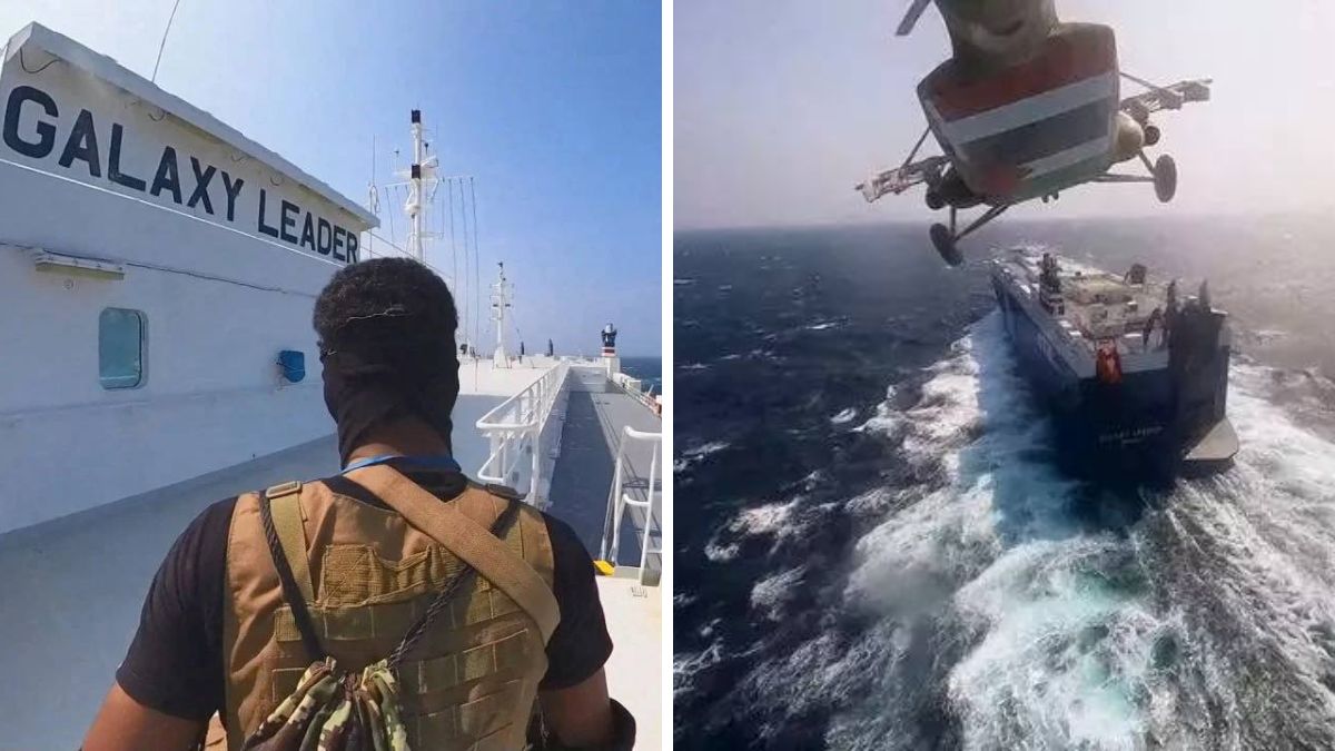 Houthis onboard 'Galazxy Leader' when it was seized by the militant group in 2023 | X
