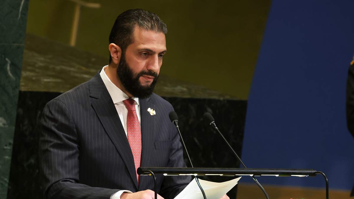 Syria President Ahmad Al-Sharaa speaks during the 80th session of the United Nations General Assembly | AP