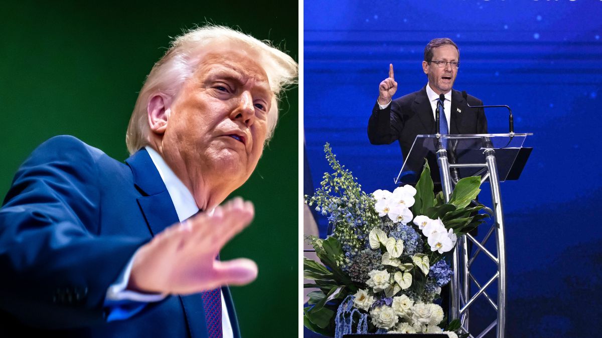 US President Donald Trump. (Right) Israeli President Isaac Herzog | AP 