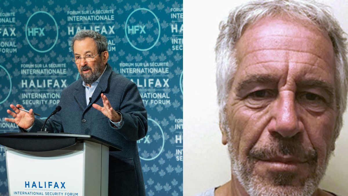 (L) Israeli former PM Ehud Barak, (R) Jeffrey Epstein | AP, X