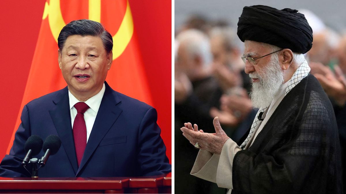 Chinese President Xi Jinping. (Right) Iran's Supreme Leader Ayathollah Ali Khamenei | X 