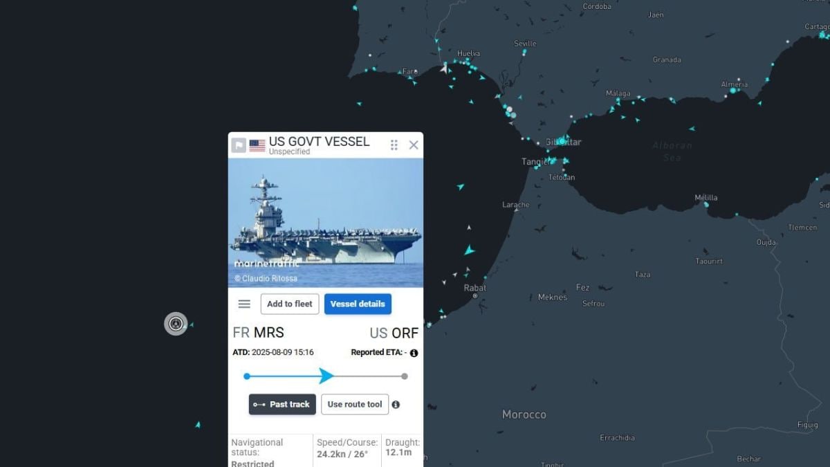USS Gerald R. Ford has been sighted operating off the coast of Morocco as it makes its way toward the Middle East  | X 