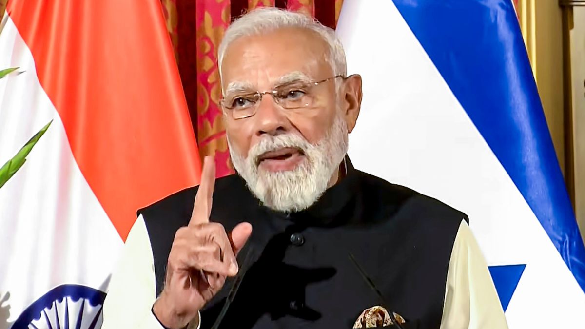 Prime Minister Narendra Modi speaks during a joint press meet with his Israeli counterpart Benjamin Netanyahu, in Jerusalem | PTI