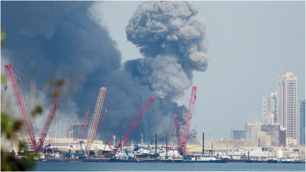 Smoke rises in the sky after blasts were heard in Manama, Bahrain | Reuters