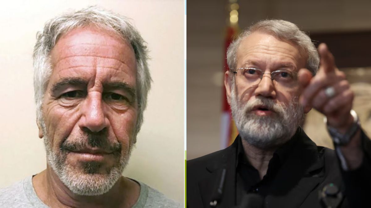 Notorious sex offender Jeffrey Epstein (L) and Iran's top security chief Ali Larijani (R) | Reuters, AP