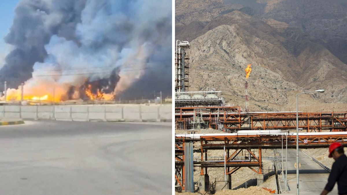 Smoke and fire rise near the South Pars gas field following an attack, amid the U.S.-Israeli conflict with Iran, in Bushehr Province | Reuters 