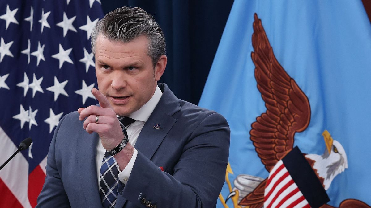 US Secretary of War Pete Hegseth provides updates on military operations in Iran during a press briefing at the Pentagon on March 19, 2026 in Arlington, Virginia | AFP
