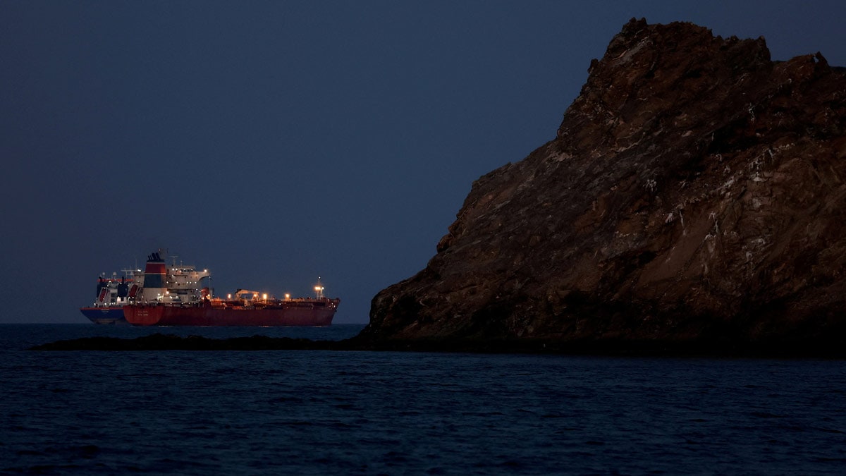 The Callisto tanker sits anchored as the traffic is down in the Strait of Hormuz, amid the U.S.-Israeli conflict with Iran, in Muscat, Oman | Reuters
