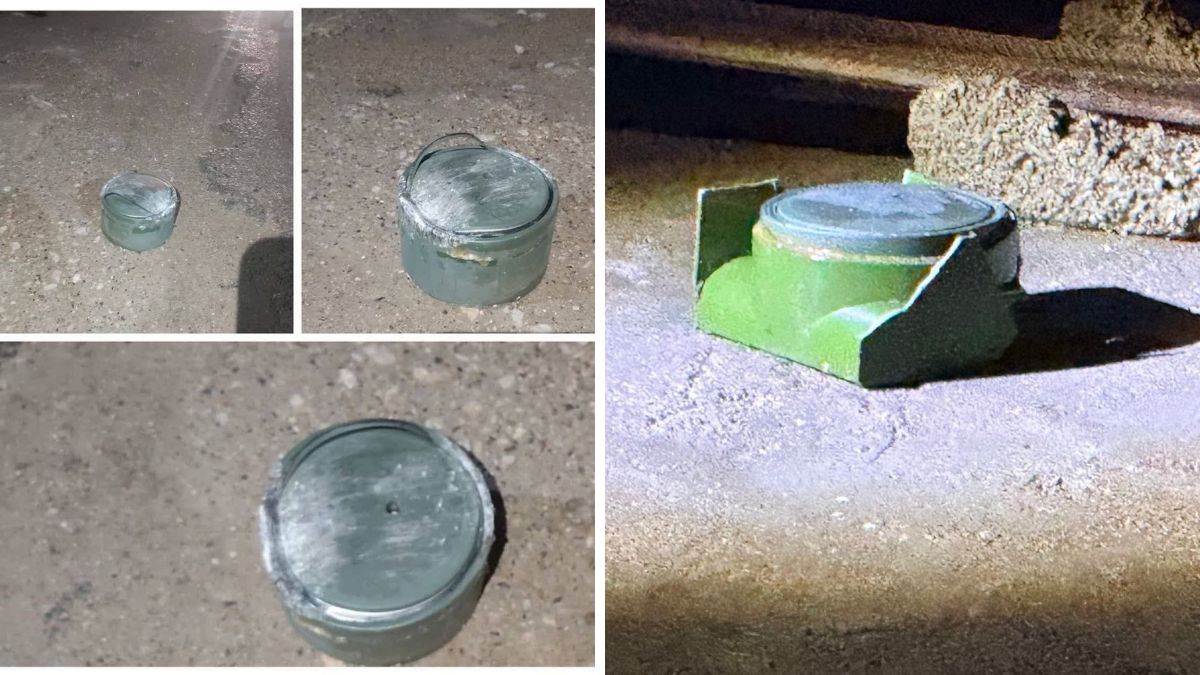 The purpoted images of landmines shared by Iranian media, claiming to have been airdropped by the US on Iranian village of Kafari | X 