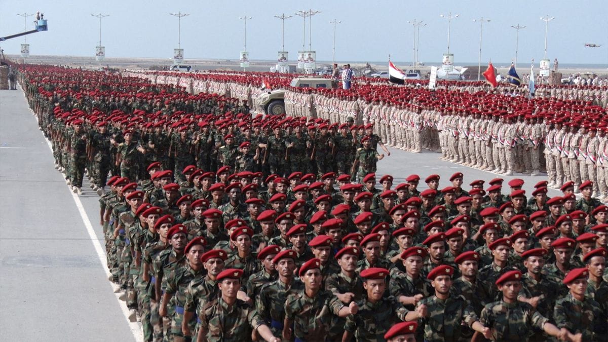 Members of Houthi military forces parade in the Red Sea port city of Hodeida | Reuters [File]