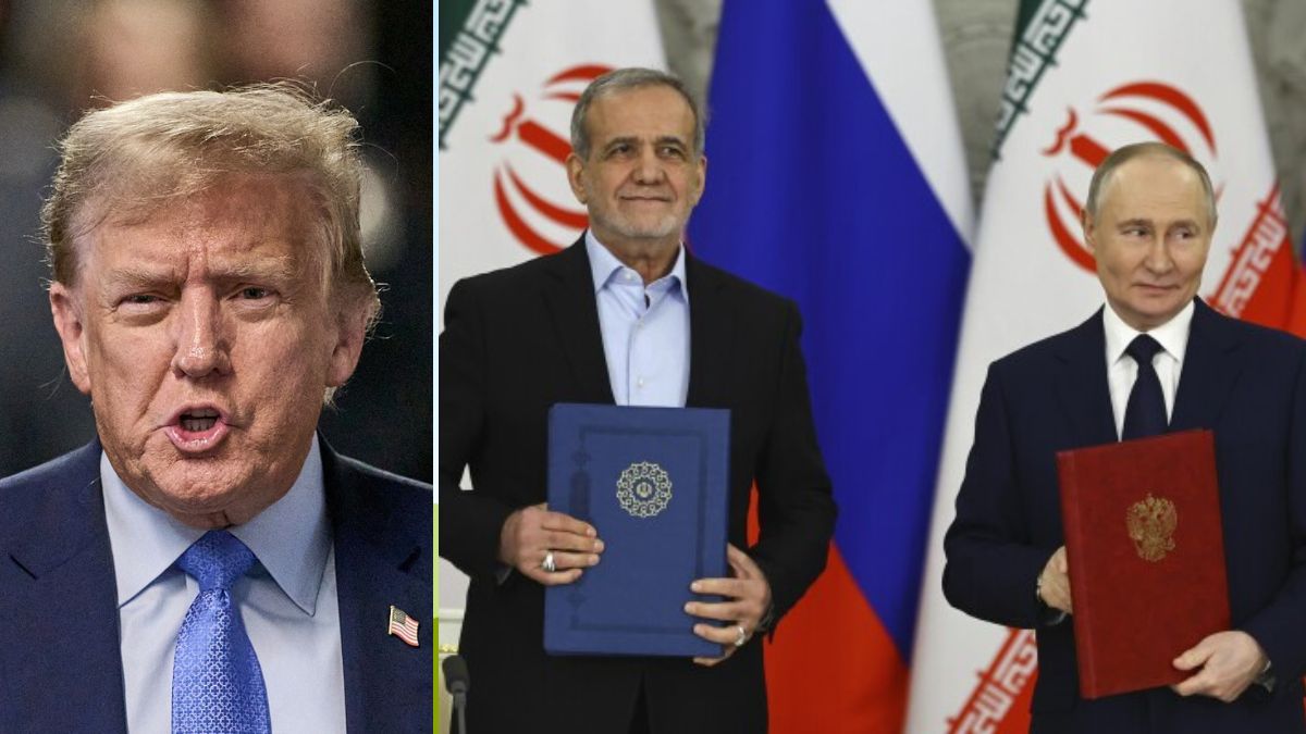 (Left to right) US President Donald Trump, Iranian President Masoud Pezeshkian, and Russian President Vladimir Putin | AP, Reuters