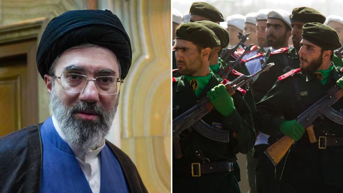 Iran's Supreme Leader Mojtaba Khamenei (L); A file photo of the Islamic Revolutionary Guard Corps (R) | Reuters