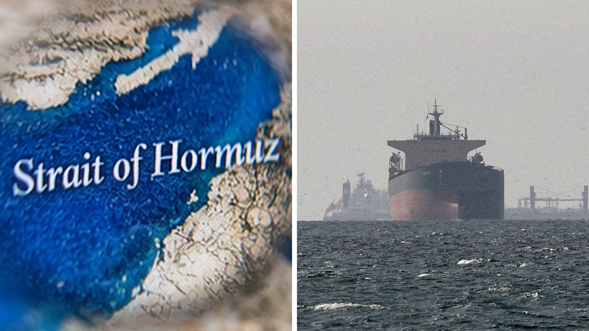 Cargo ships in the Gulf, near the Strait of Hormuz, as seen from northern Ras al-Khaimah, near the border with Oman’s Musandam governance | Reuters