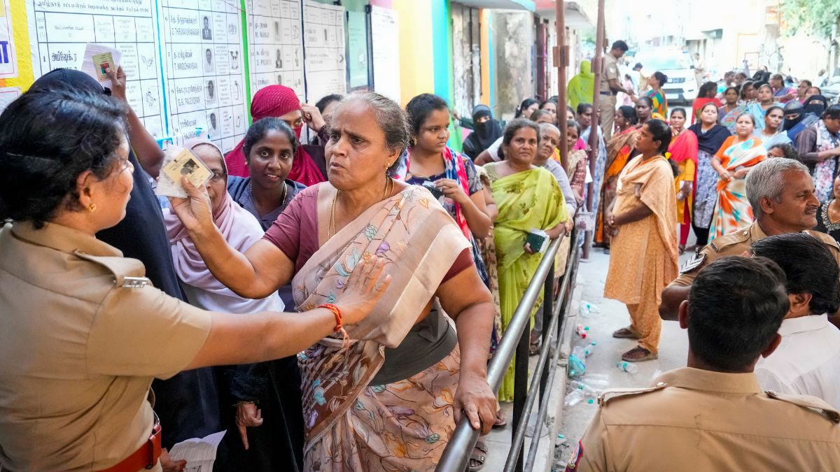 Voters at a booth in Tamil Nadu for the first phase Assembly elections | PTI 