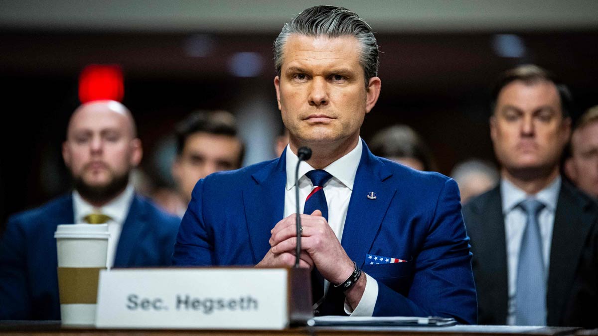 US Secretary of Defence Pete Hegseth testifies during a Senate Armed Services Committee hearing in the Dirksen Senate Office Building in Washington, DC | AFP