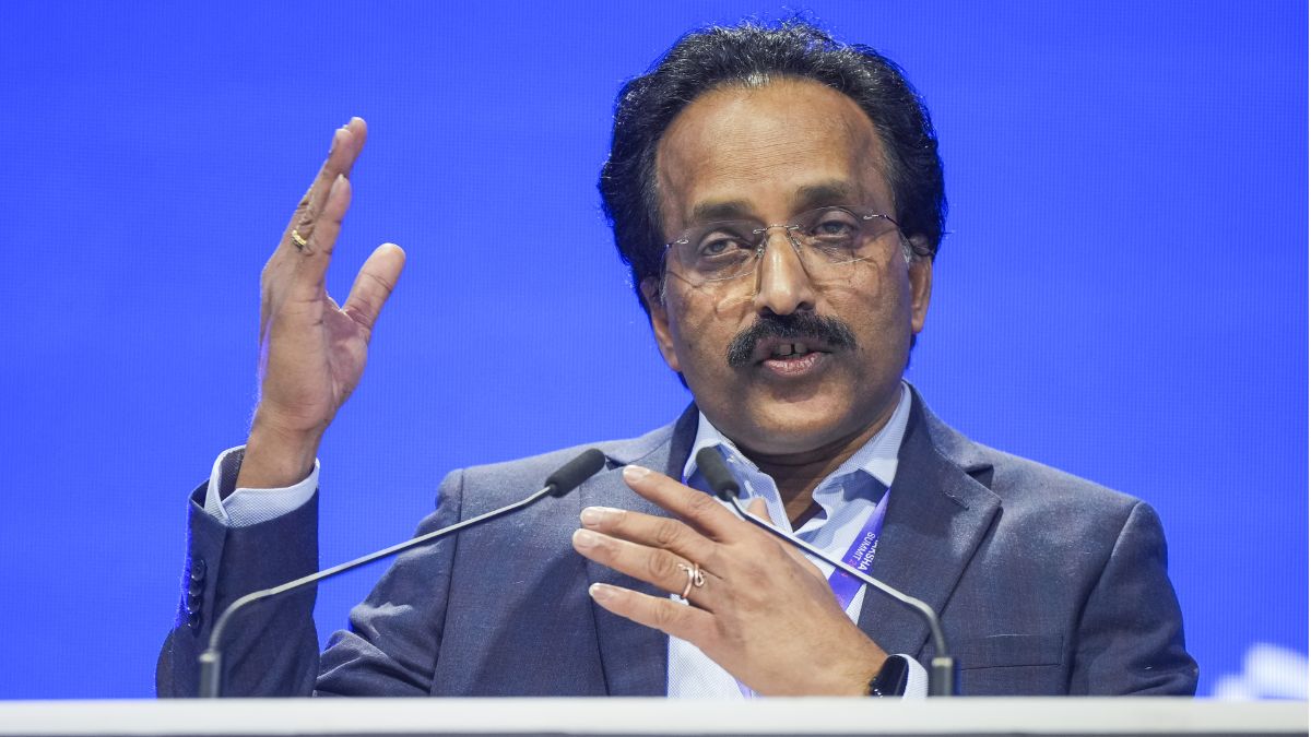 ISRO Chairman S Somanath speaks at the Raksha Summit 2024 in Mumbai | PTI