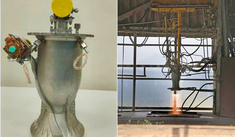 (L) The engine, PS4, which is used as the engine for the fourth stage of PSLV, was redesigned by ISRO for production using 3D printing (R) PS4 engine redesigned using additive manufacturing | ISRO