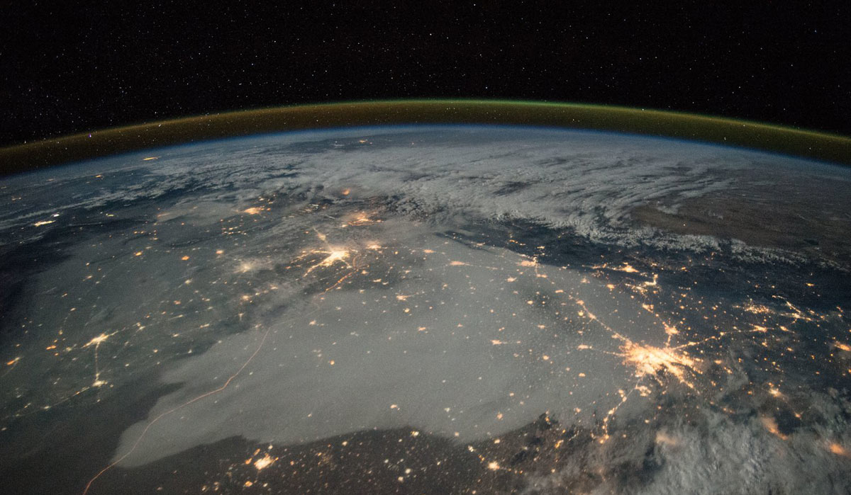 A long exposure image of Northern India taken by astronauts on the International Space Station [Image source: NASA]