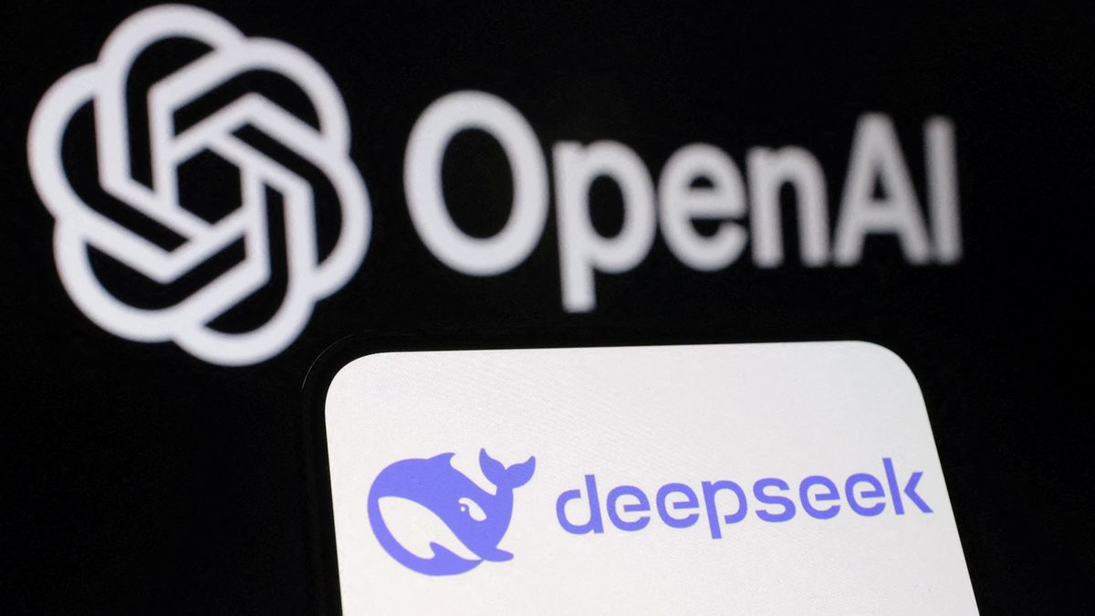 Logos of OpenAI and DeepSeek