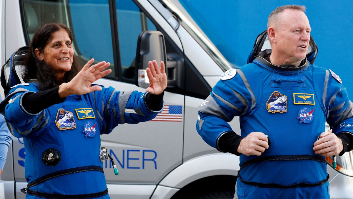 File: NASA astronauts Sunita Williams and Butch Wilmore at NASA's Kennedy Space Center, on the day of Boeing's Starliner-1 Crew Flight Test (CFT) mission on a United Launch Alliance Atlas V rocket to the International Space Station on June 1, 2024 | REUTERS