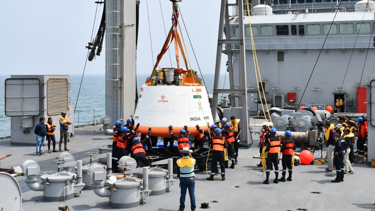 Gaganyaan crew module with the Indian Navy (File) | X/ ISRO