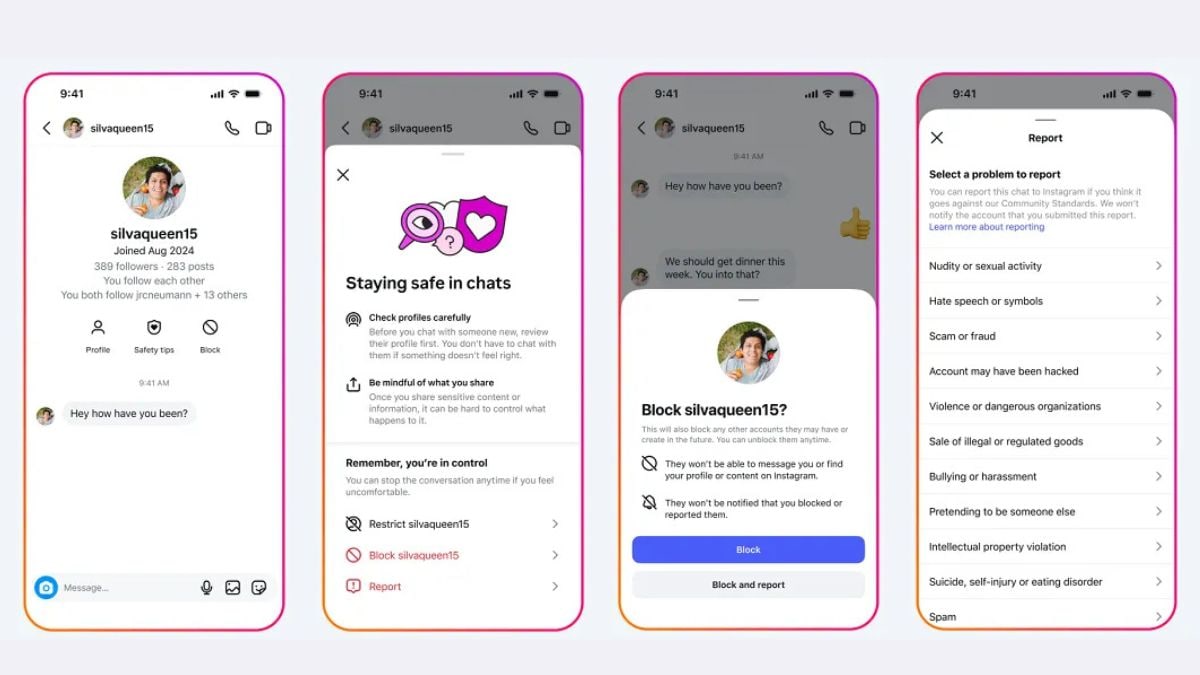 Representative image to illustrate internet safety tools for teenager | Screenshots of dummy account provided by Meta/Instagram