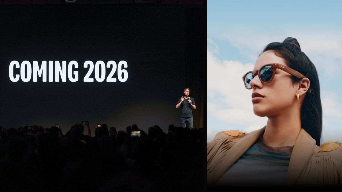 Right: Snap Inc announcement of Specs; Left: Meta-Rayban smartglasses | Snap Inc/Meta