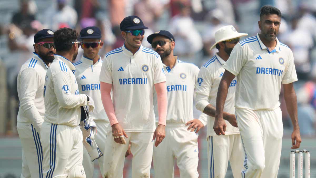 Team India in action on day one of the second Test match against New Zealand at the Maharashtra Cricket Association Stadium, in Pune | AP