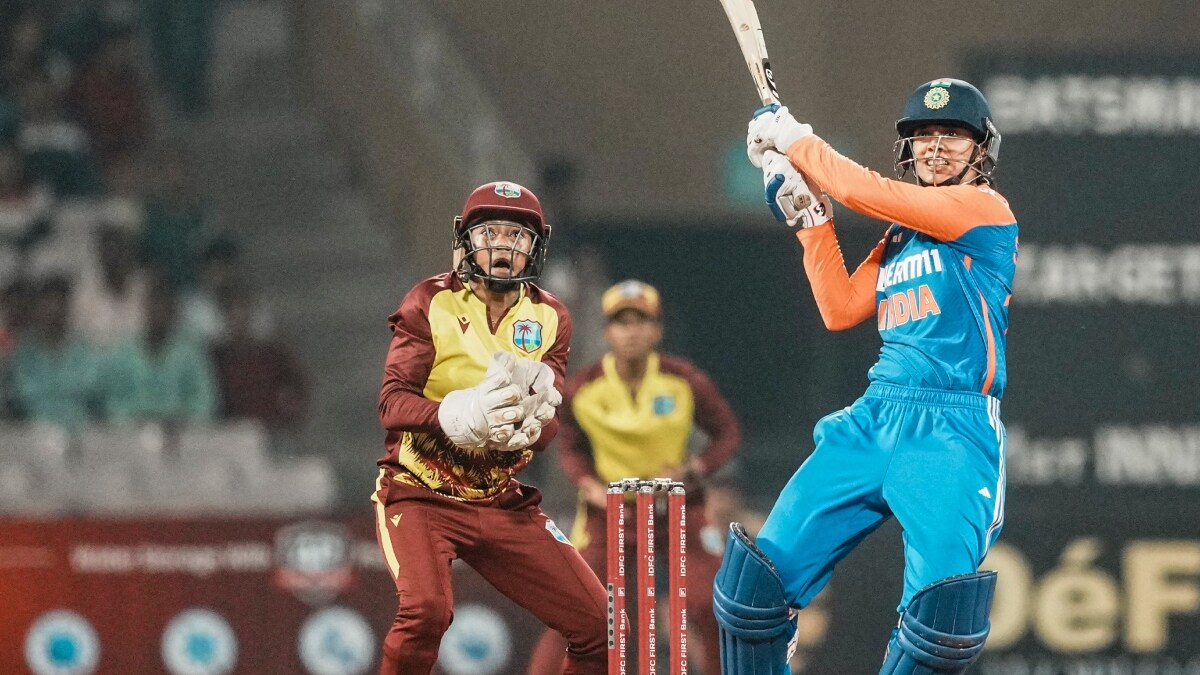 [FILE] India's Smriti Mandhana in action against West Indies | PTI