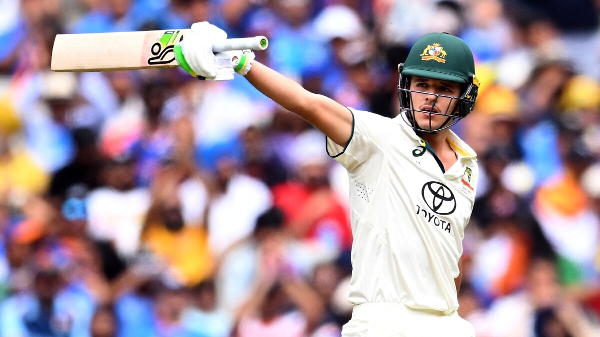 Sam Konstas of Australia celebrates making a half century against India | Reuters