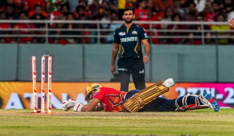 Punjab Kings' Harpreet Brar being runout at Mohali | PTI