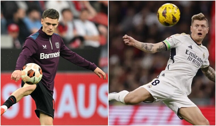Bayer Leverkusen's German midfielder Florian Wirtz (L) and Real Madrid's Toni Kroos | AFP
