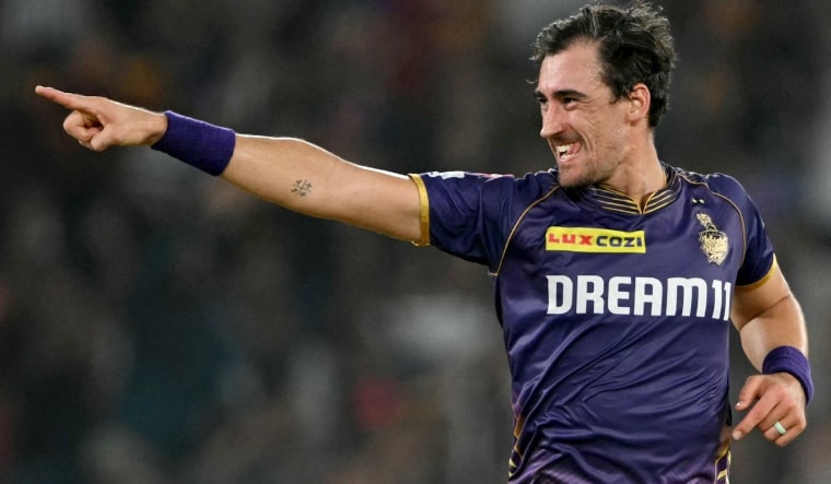 KKR's Mitchell Starc removed SRH opener Abhishek Sharma in his first over | AFP