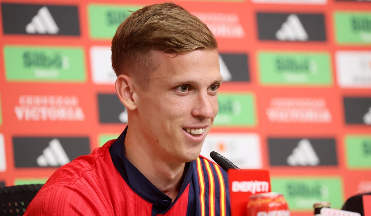 Spain's Dani Olmo during the press conference | Reuters