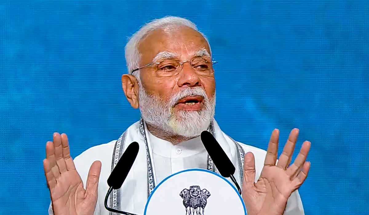 Prime Minister Narendra Modi speaks during the foundation stone laying and inauguration ceremony of multiple developmental projects, in Mumbai | PTI