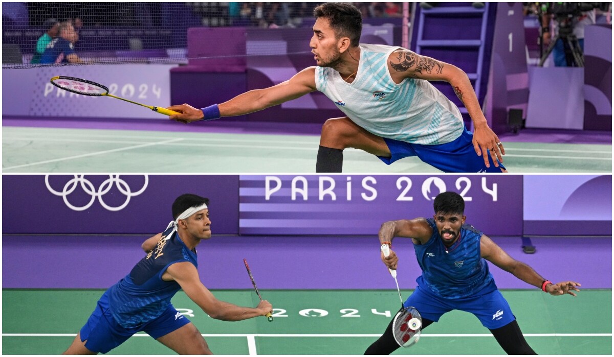 Lakshya Sen (Top) and men's doubles pair Satwiksairaj Rankireddy and Chirag Shetty made winning starts at Paris Olympics 2024 | PTI, AFP