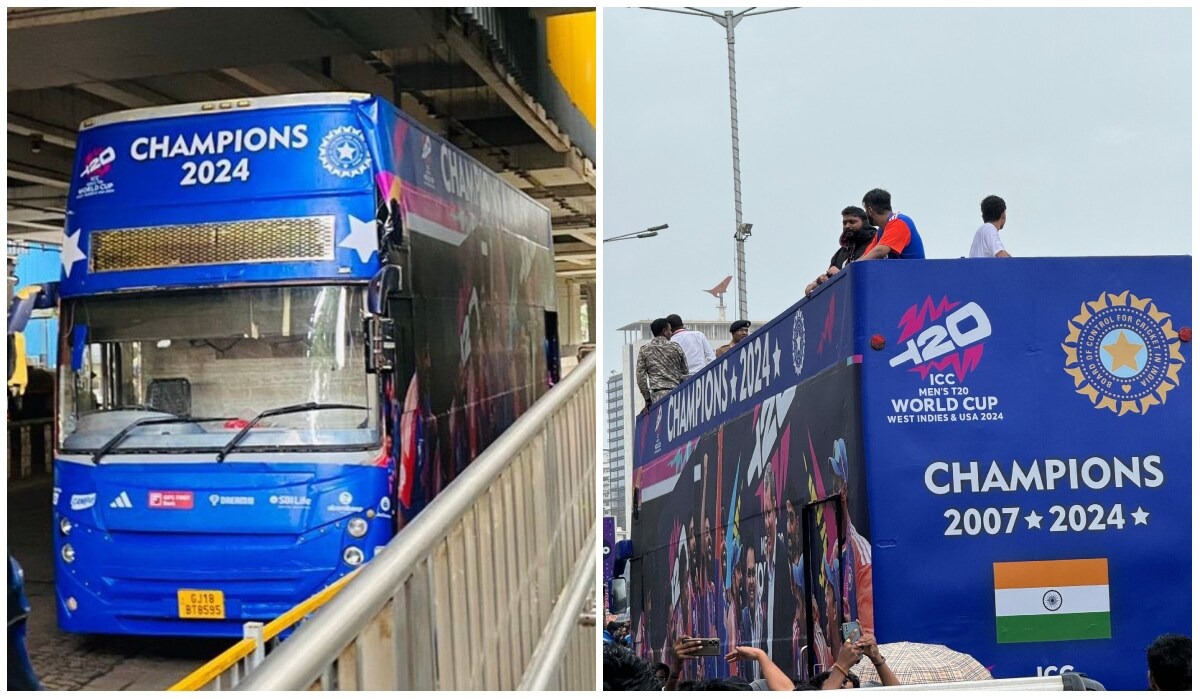 The open-top bus that will be carrying team India during the victory parade in Mumbai | X
