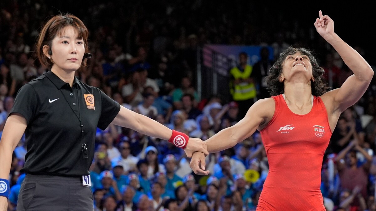 Vinesh Phogat of India at Paris Olympics 2024 | AP