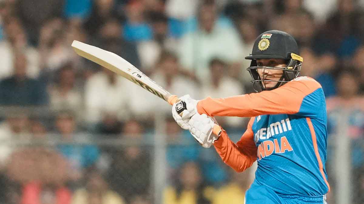 India's Abhishek Sharma plays a shot | PTI